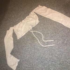 Light grey shoulder top